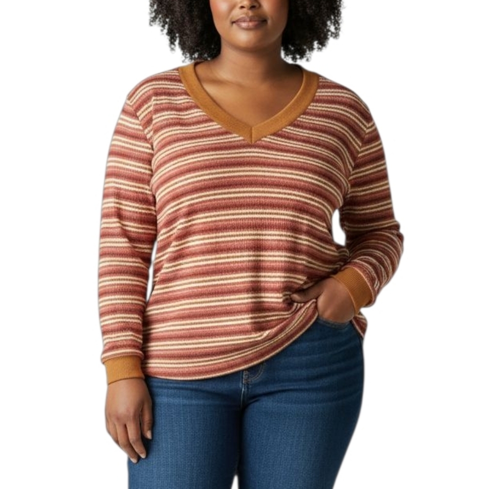 NWT ST. JOHNS BAY STRIPE THERMAL TOP SIZE WOMENS 1X